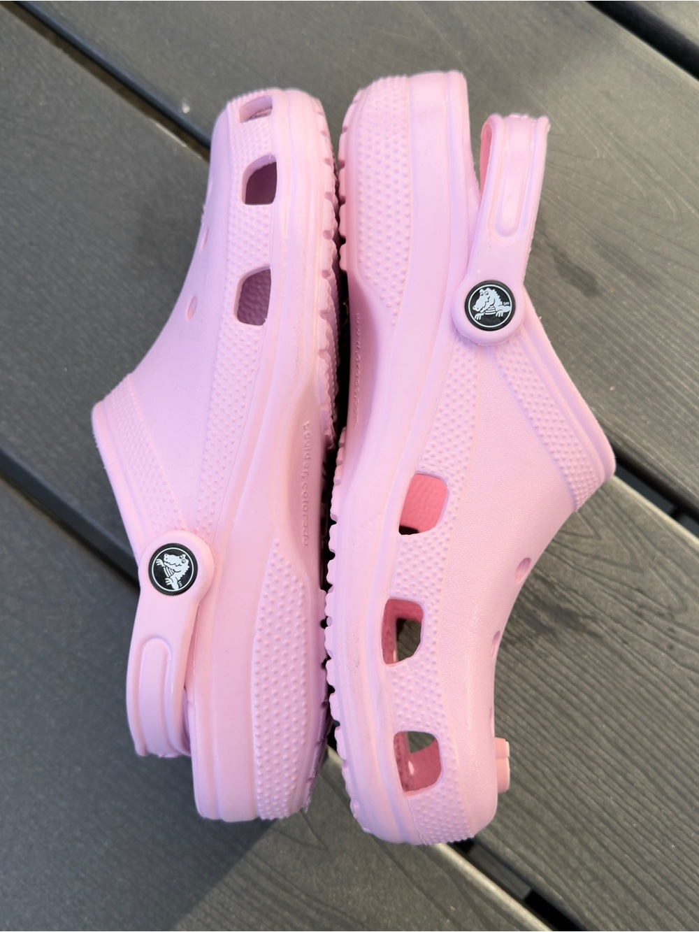 CROCS Light Pink Women’s Size 10 Slip-On Clogs with Charms - Picture 3 of 9